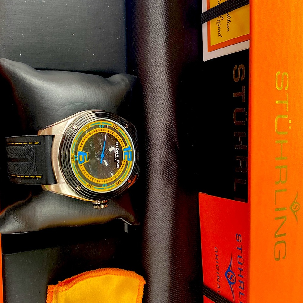 Stuhrling Men's 209B.331618 Millennia Conquest Automatic Watch Black/Yellow